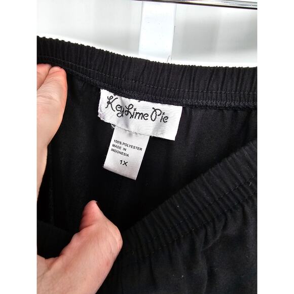 Key Lime Pie Black Polyester Abstract High-Rise Pull-On Trouser Size 1X - Picture 3 of 4